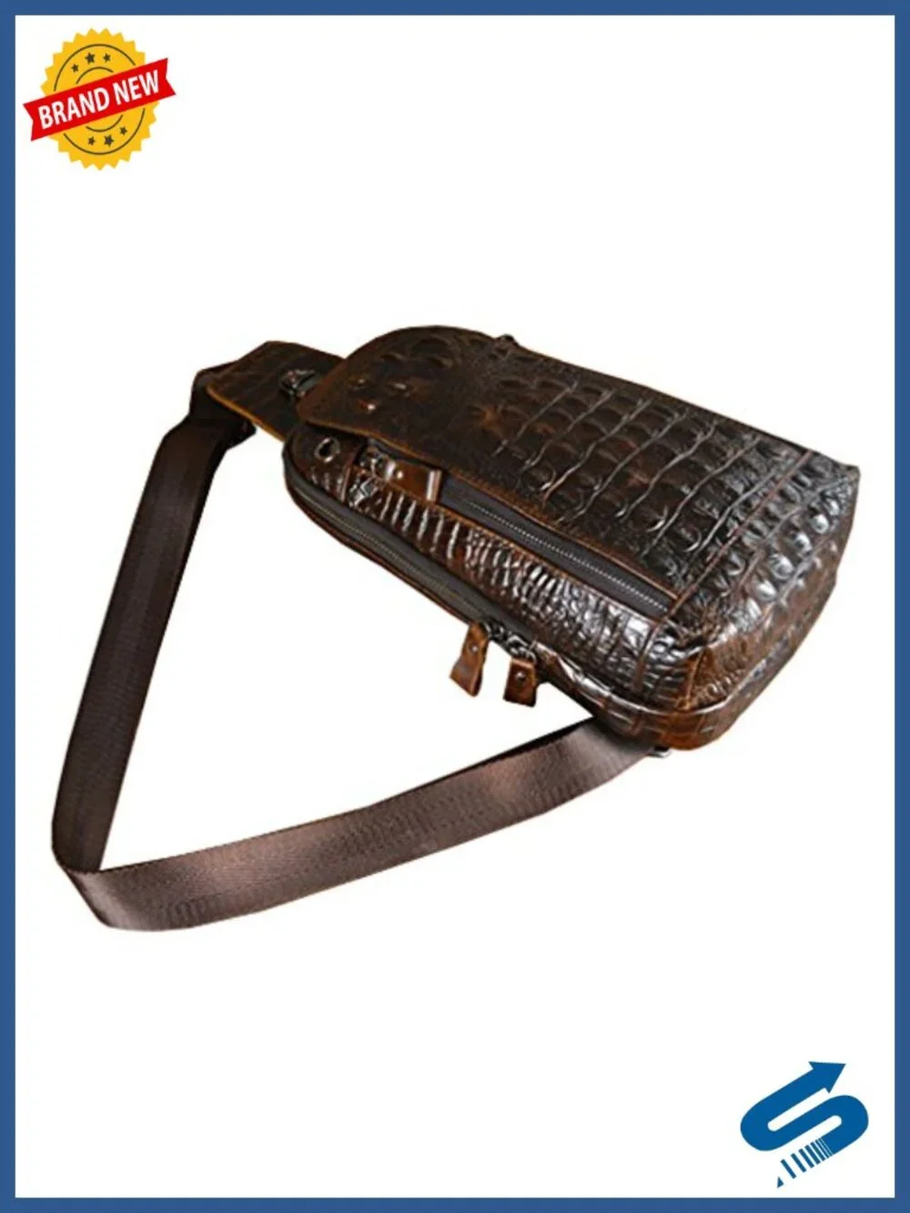 Genuine Leather Crocodile Sling Backpack Daypack Crossbody Shoulder Chest Bag
